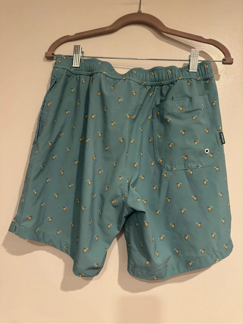 Bonobos Teal Swim Trunks Yellow Cocktail Drink Print 7